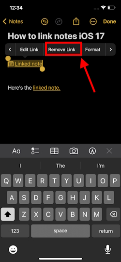 How to remove links in Apple Notes