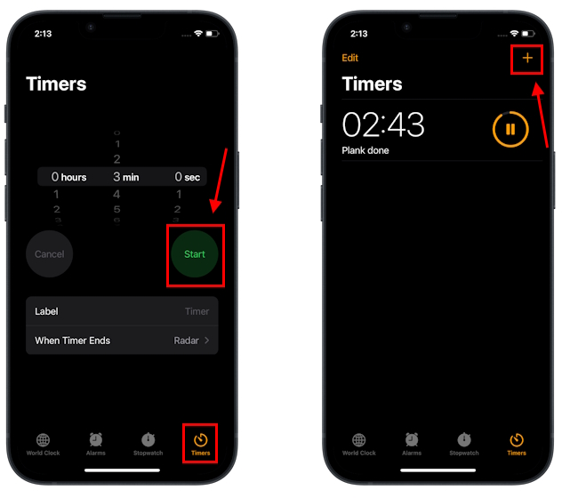 Multiple timers on iPhone