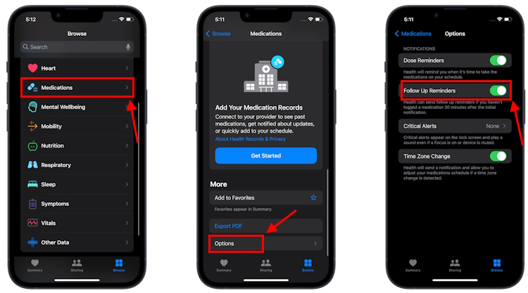 How to set up follow-up medication remiders on iPhone