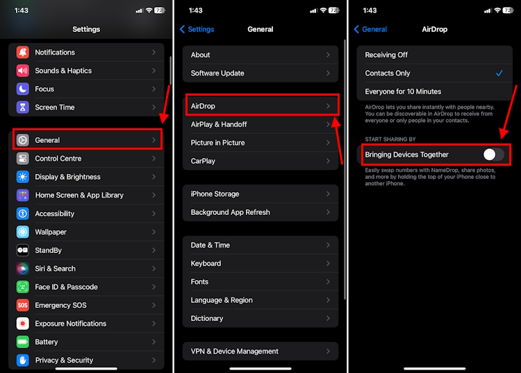 Disable bringing devices together feature iPhone