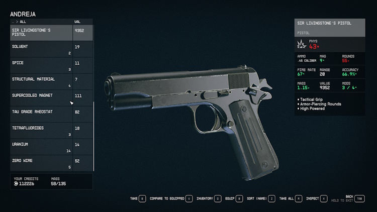 Sir livingstone's pistol starfield