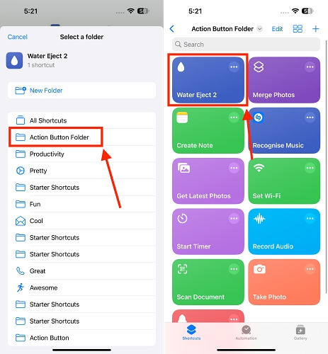 Move a Shortcut to a folder on iPhone
