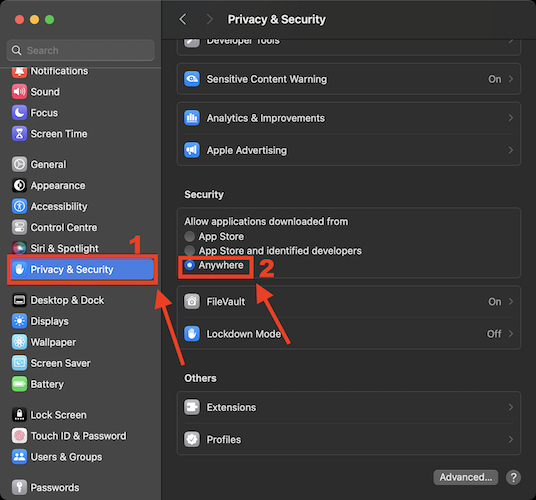 Privacy & security settings on Mac