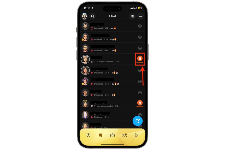 Restore streak on Snapchat