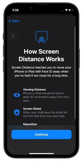 iOS 17 feature Screen Distance