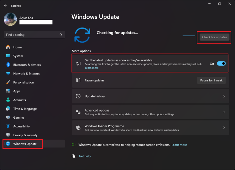 check for updates on windows 11