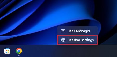 open taskbar settings in windows 11