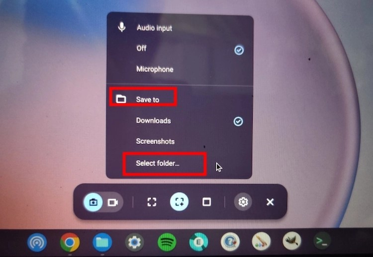 Saving screenshot on Chromebook using Screen Capture