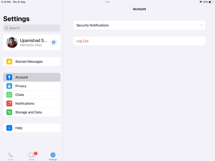 Settings Pane iPad