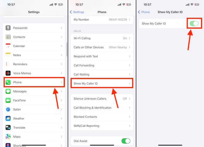 Show my Caller ID on iPhone