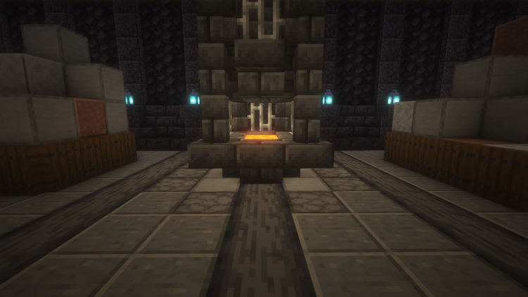 Using smooth stone in a darkish forge build in Minecraft