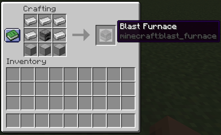 Crafting recipe for a blast furnace using smooth stone in Minecraft