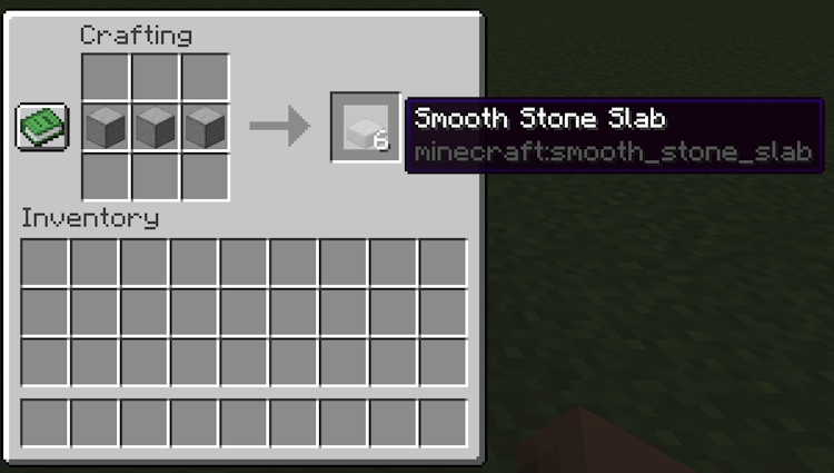 Crafting smooth stone slabs in Minecraft