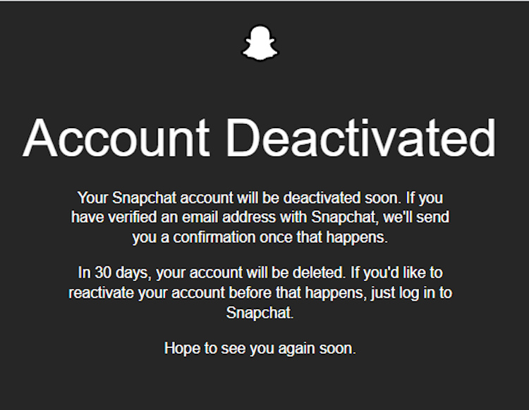 Snapchat Account Deactivated Message