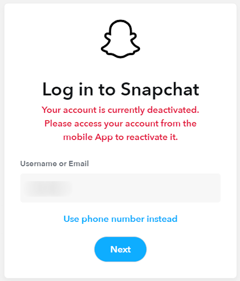 Snapchat Web Log In Page