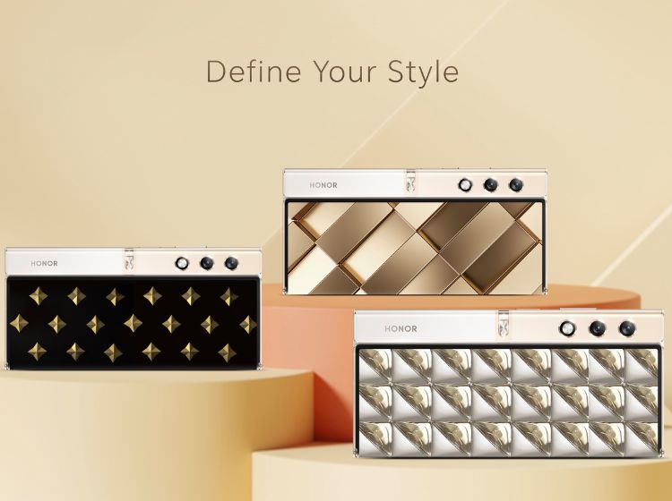 The different cover display options for the Honor V Purse smartphone