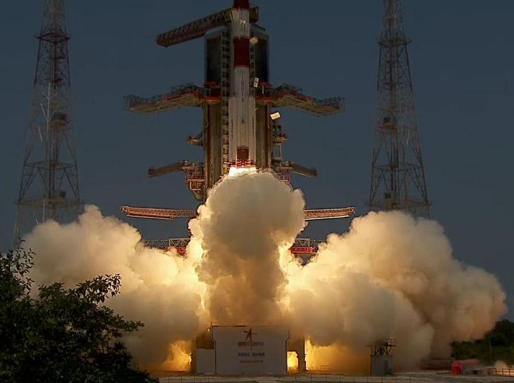 This image depicts the PSLV-C57 rocket making its lift off from SDSC-SHAR, Sriharikota