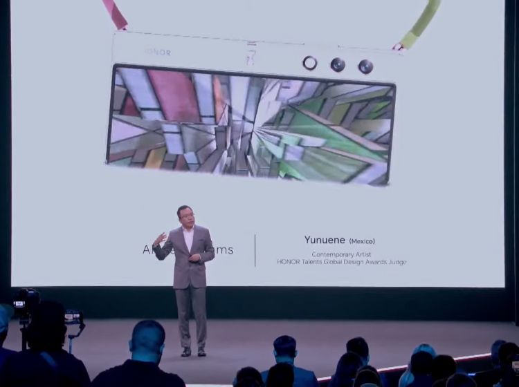 This image showcases the fact that Honor has collaborated with renowned artists globally to bring unique designs and interactive elements to the display of the smartphone