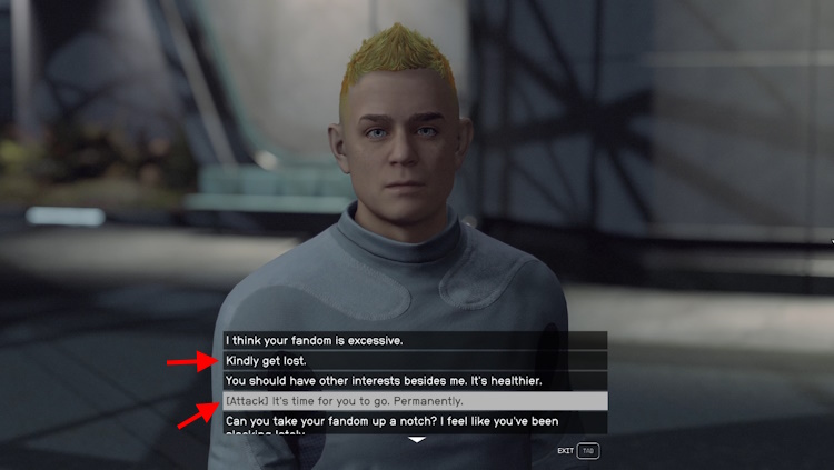 two options to dismiss him starfield