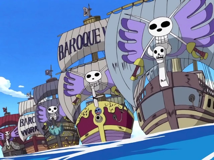 Baroque Works Jolly Roger in millions' ships in One Piece.