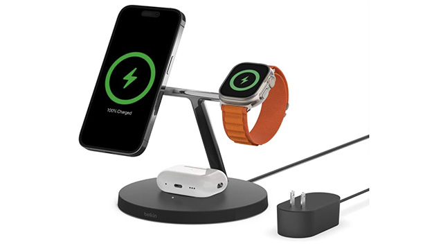 3-in-1 wireless charging stand for iPhone 15 and iPhone 15 Pro, Apple Watch, and AirPods Pro
