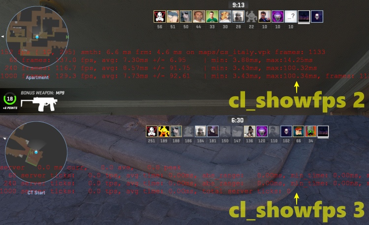 showing FPS in counter strike 2 