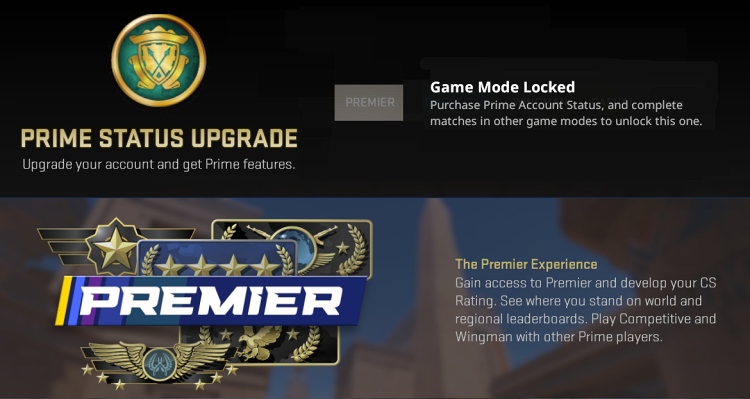 Counter Strike 2 Premier Mode Requires Prime Status