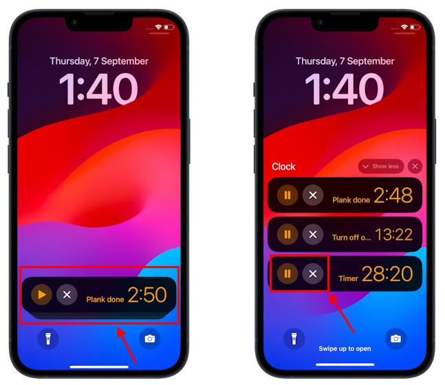 iPhone Timers on Lock Screen