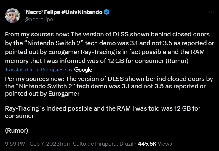 Nintendo is said to be showing the Switch 2's DLSS and ray-tracing capabilities to developers