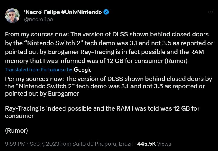 Nintendo is said to be showing the Switch 2's DLSS and ray-tracing