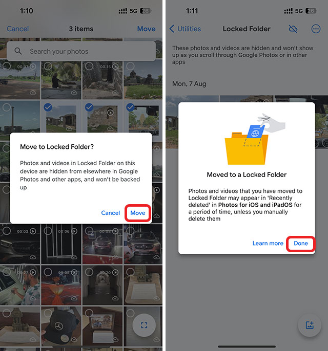Photos Moved To Locked Folder In Google Photos Iphone
