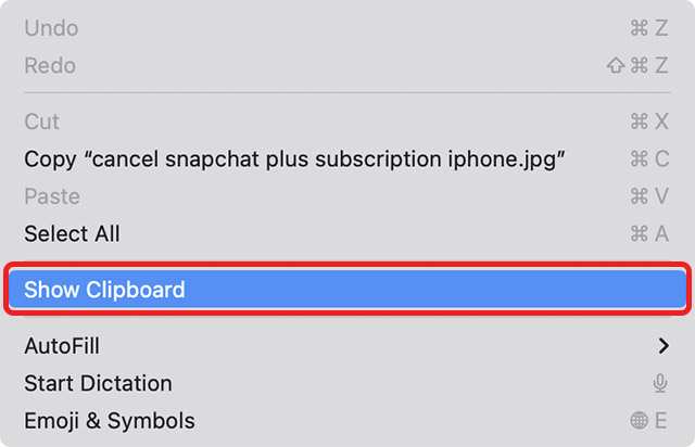 show clipboard option in Finder