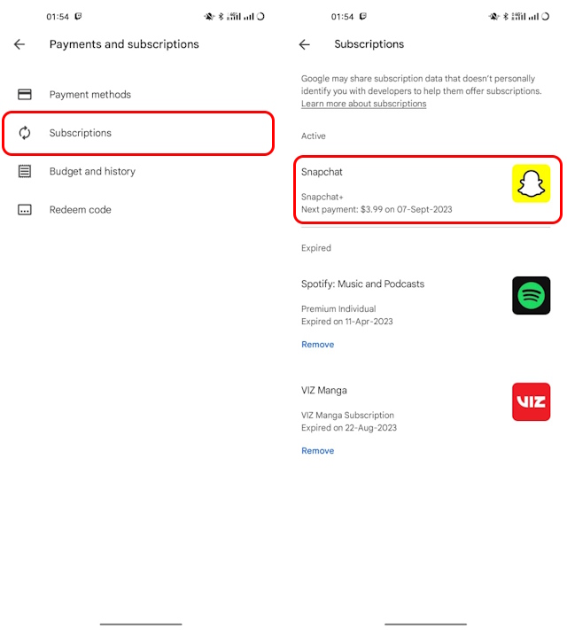 snapchat subscription in play store
