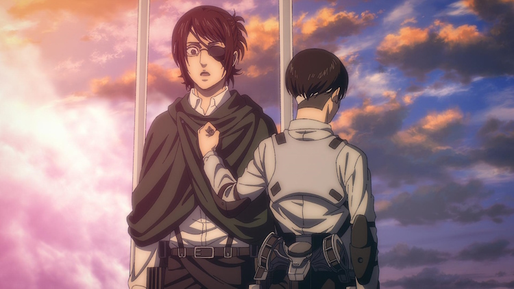 Levi and Hange in Attack on Titan: Season 4 - The Final Chapters: Special 1. 