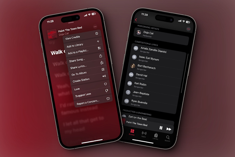 view credits in apple music on iPhone