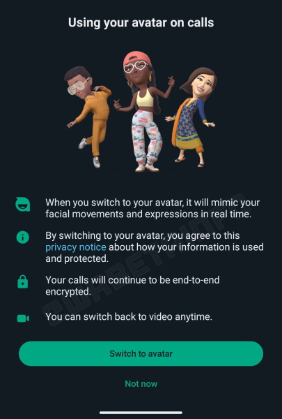 WhatsApp Avatar video calling