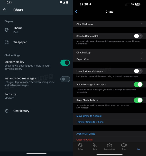 WhatsApp planejando nova atualização para mensagens instantâneas de vídeo 2 Alternar mensagens de vídeo instantâneas do WhatsApp