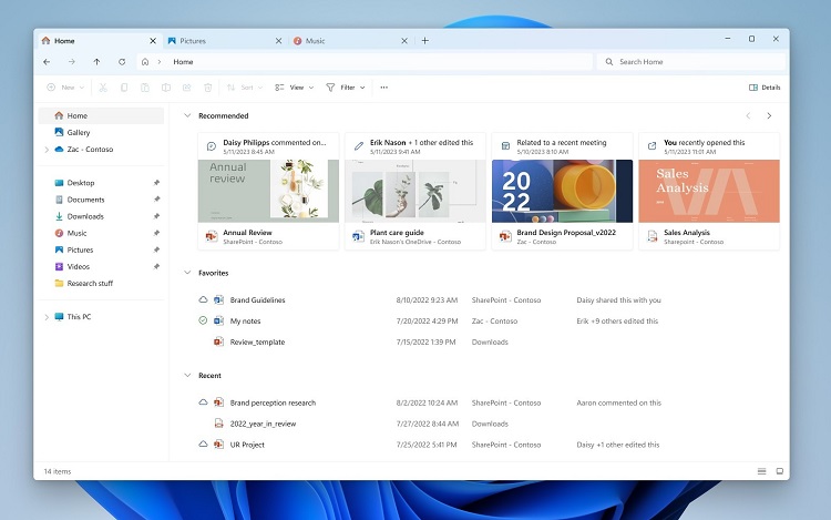 nouvel explorateur de fichiers dans la version Windows 11 23h2