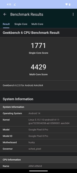 tensor g3 geekbench 6 score