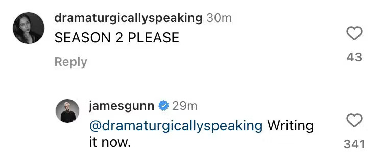 James Gunn sur Instagram