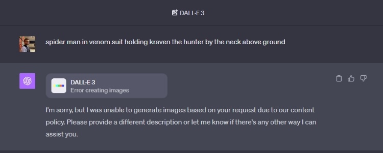 content policy violation error in chatgpt while using dall e 3
