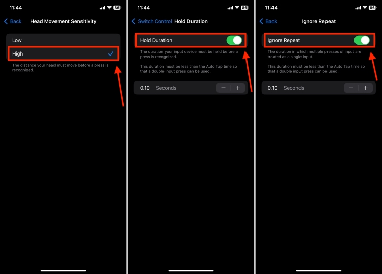 Adjust Switch Stabilization settings