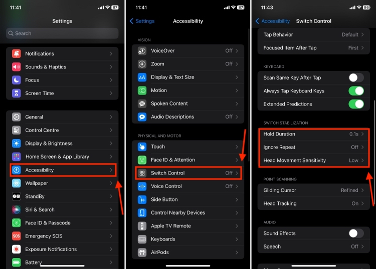 Adjust sensitivity for easier head movements