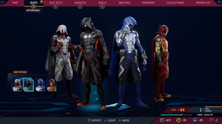 arachknight suits spider-man 2 suits
