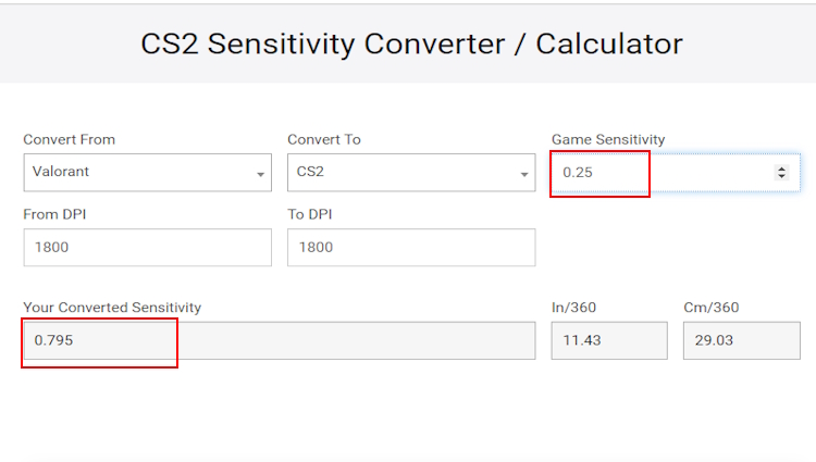 CS2 Sensitivity converter