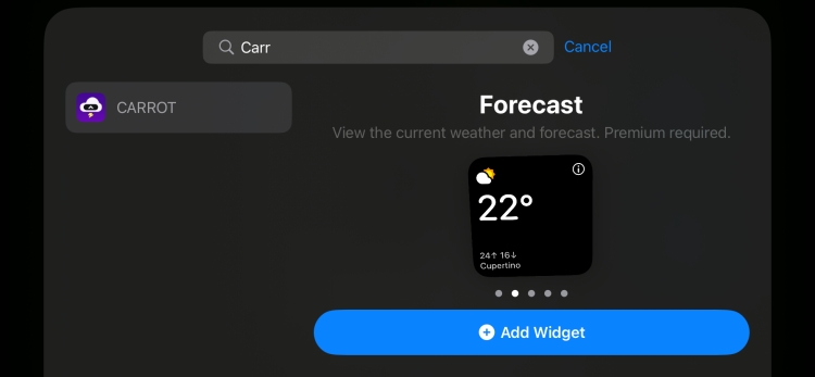 Carrot Weather iPhone widget