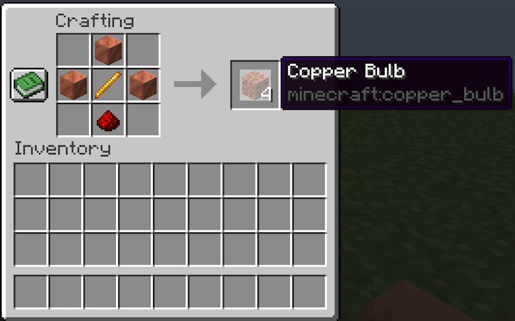 Surround the blaze rod with three copper blocks to finish the crafting recipe of a copper bulb in Minecraft 1.21