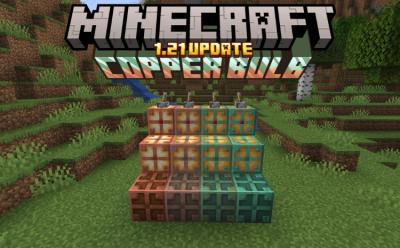 Copper bulbs in all of the different stages and states in Minecraft 1.21