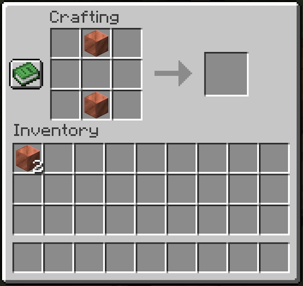 Place one copper block in the central slot of the topmost row and the other in the central slot of the bottommost row of the 3x3 grid