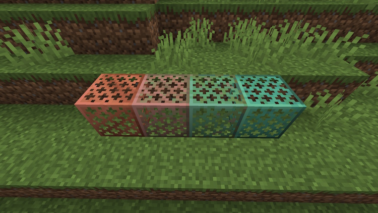 All four stages of oxidation of the copper grate blocks in Minecraft 1.21